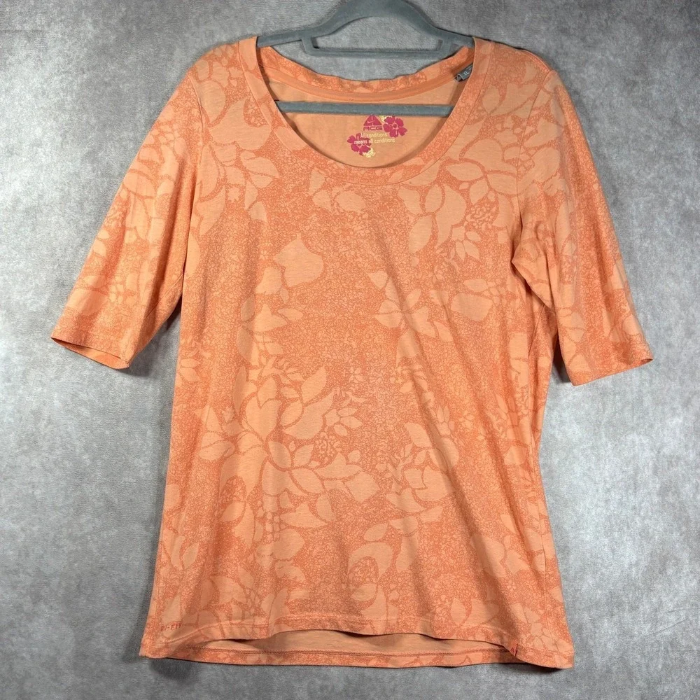 Nike ACG Shirt Womens Size‎ XL Orange Floral Half Sleeve Active FitDry Outdoor